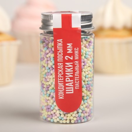 Confectionery Sprinking "Balls, pastel Mix", 2 mm, 50 g-1