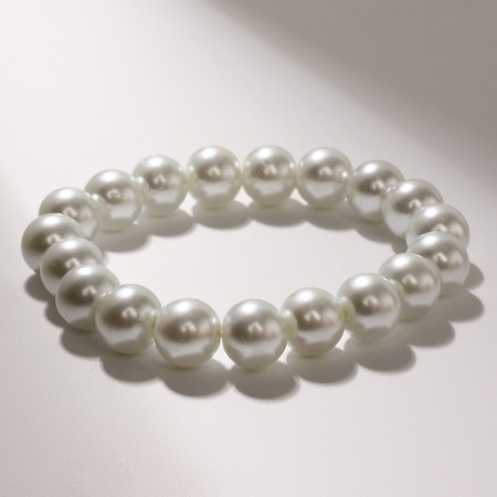 Bracelet Pearl "Beads" classic, ball No. 10, white color, d = 5.5 cm-1