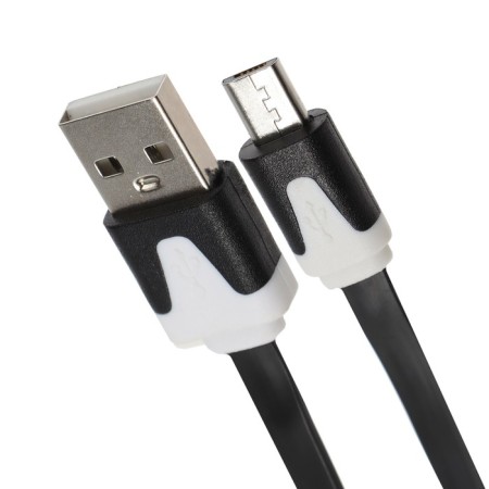Luazon cable, microUSB - USB, 1 A, 1 m, flat, black-1