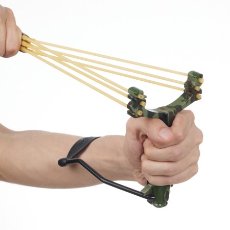 Slingshot, triple tournboat, camouflage, with emphasis, 17x10 cm-5