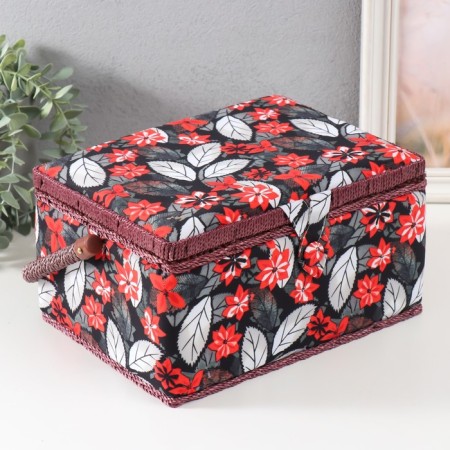 Casket for needlework "Poinsettia on black" 19x26x14.5 cm