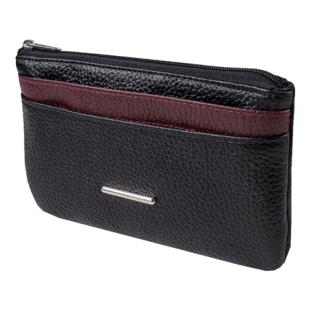 Purse with zipper, black-bearded color