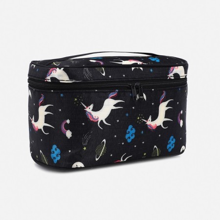 Cosmetic bag with lightning, black color