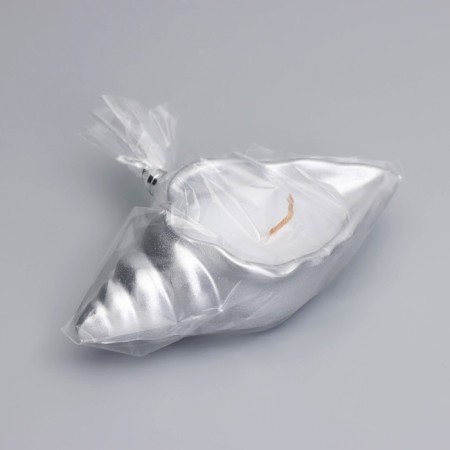 Candle "shell" in a candlestick of gypsum is small, 11.5x5.5x3.5 cm, silver-4