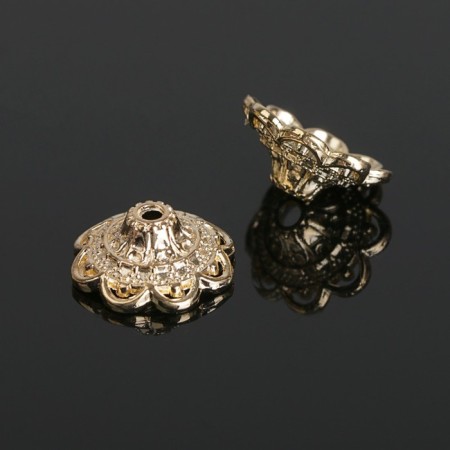 Hats for beads (set 10 pcs.), 6 × 13.5 mm, color gold-1