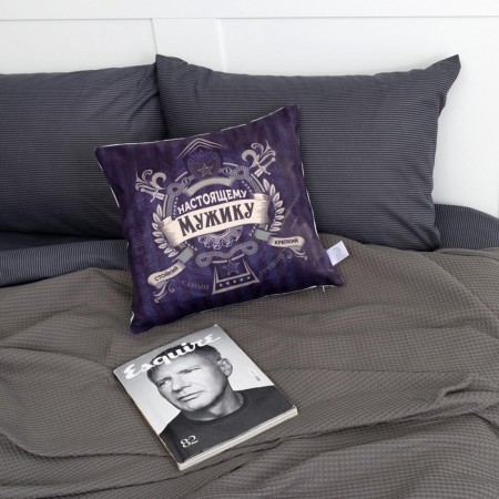 Pillowcase of decorative Ethel "Real Man" 40x40 cm, velor, 100% p/e-1