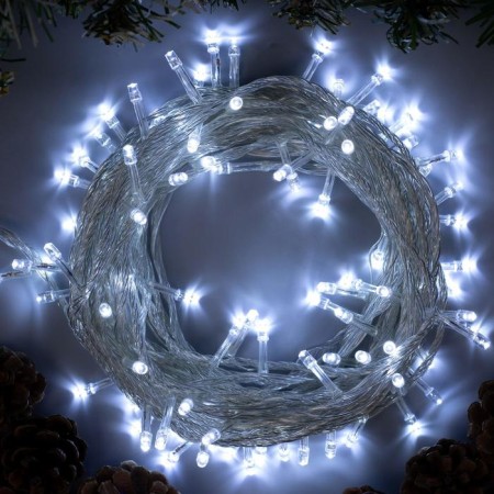 Garland “thread” 10 m, IP20, transparent thread, 100 LED, white glow, 8 modes, 220 V