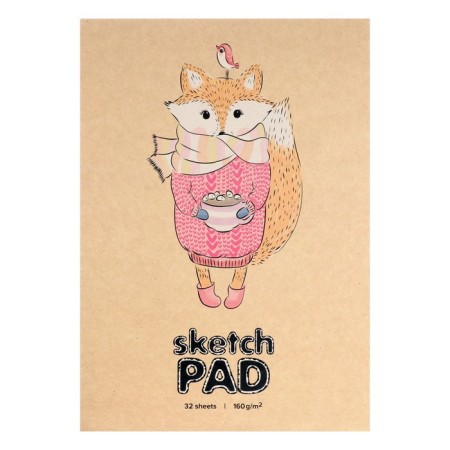 Sketchpad A4, 32 sheets on the glue "Let's be friends", craft cover, solid substrate, 160 g/m2