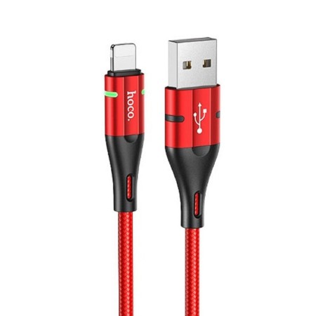 Hoco U93 cable, USB - Lightning, 2.4 A, 1.2 m, indicator, red-1