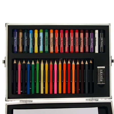 Set for drawing, in a suitcase, pink-5