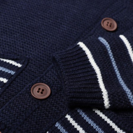 Knitted jumper for a boy, dark blue color, height 98 cm-2