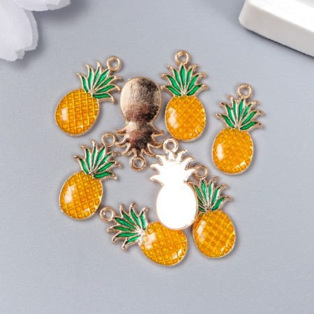 Decor for creativity metal, enamel "pineapp" yellow 1.7x0.8 cm-2