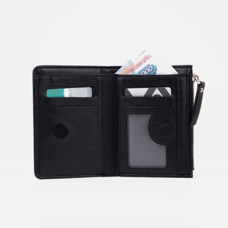 Women's wallet on a magnet, black color-4