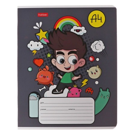 Notebook 12 sheets large cage "Funny kids", a beam coated cardboard, block 65g/m2, 5v mix-2