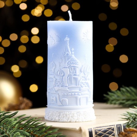Candle - Merry Christmas Cylinder, 4.7 × 10 cm, blue