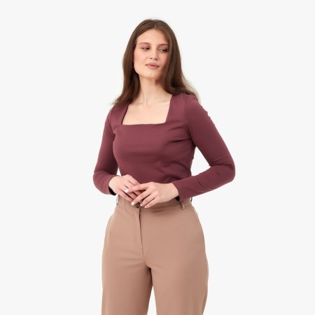 Women's longliva minku: Basic line burgundy color, river 48-2