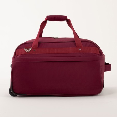 Road bag on wheels, a lightning department, with an increase, an outer pocket, a long belt, burgundy color-1
