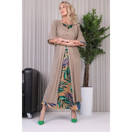 Cardigan female, size 42, beige color-3
