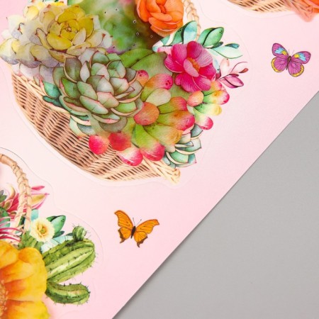 Stick Paper, Plastic "Basles with Flowers" MIX 43x12 cm-5