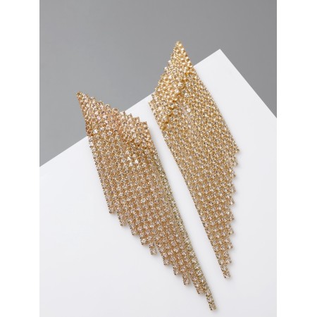 Hanging earrings with rhinestones "Eternal radiance" ladder, white color in gold