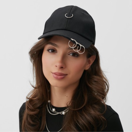 Women's cap Minaku with rings Black color, rr 56-58