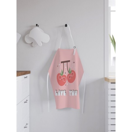 Apron of a kitchen with a photo print "Cherry Love", adjustable, size OS-1