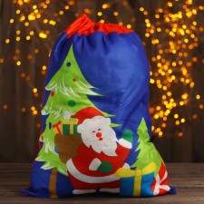 Santa Claus bag “Grandpa with gifts”, 58 × 42 cm, blue color