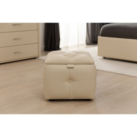 Alero square Poof with PM, 450 × 450 × 385 mm, eco -leather, vanilla souffle color-4
