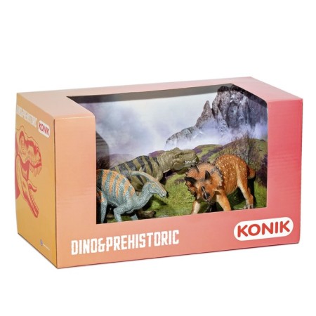 Konik dinosaurs set: tyrannosaurus, tricratops, palazaurolof