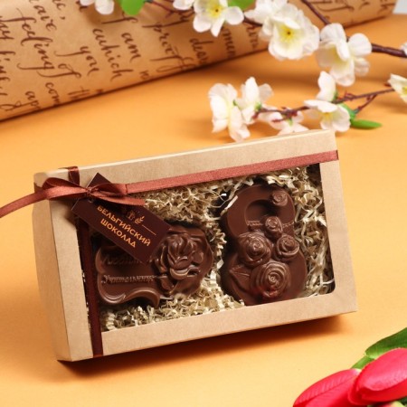 Chocolate figures, 2 in 1 “Beloved teacher + March 8. Roses ", 160 g