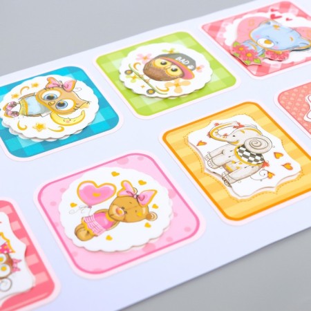 Plastic sticker, two -layer cardboard "plush animals" with gold stroke 26.5x13 cm-2