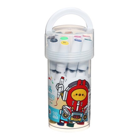 A set of markers, 12 colors, a cystic tip, in a plastic box-4