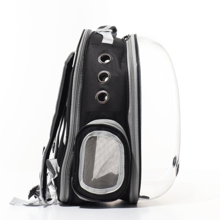Backpack for carrying animals, laying out, 33 x 28 x 42 cm, black/transparent-2