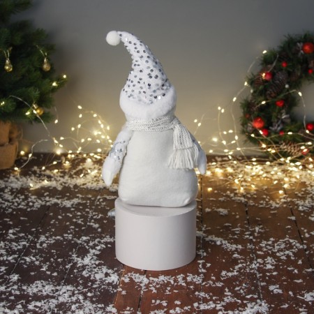 Soft toy "Snowman in a suit with sequins" 44x19 cm, silver-white-2