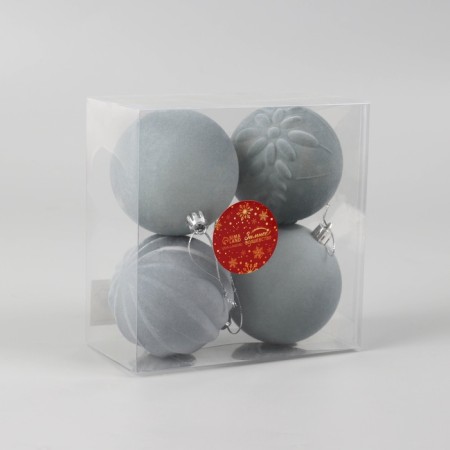 Set of balls plastic D-8 cm, 4 pcs "velvet heat" gray-1