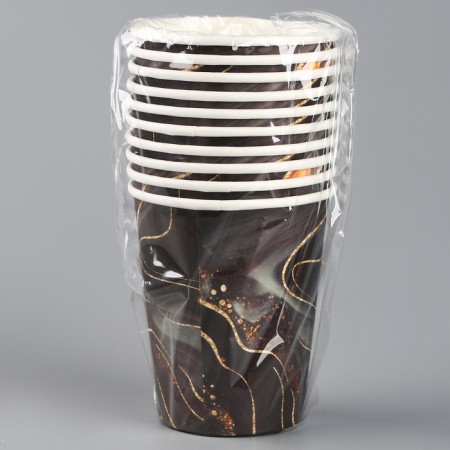 A single -single paper glass "marble", black, 250 ml-3