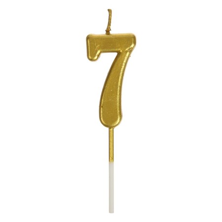 Candle in a cake on a skewer, number 7, gold, 4.5x2.5 cm-2