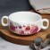 Clus with handles ceramic "flowers", 10.5 x 5 cm, 220 ml, white color
