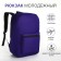 Youth backpack with lightning, external pocket, purple color