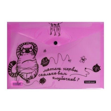 A set of converts on the A4 button, 160 μm, Erichkrause Zen Cats, translucent, 4 pcs., Glossy, with print, mix-3
