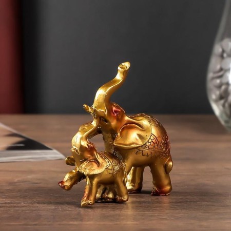 Polystone souvenir "Elephant with an elephant mosaic on the Popon" MIX 12x12x4 cm-1