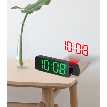Clock - Electronic desk an alarm clock with a projection on the ceiling, thermometer, calendar, USB-1