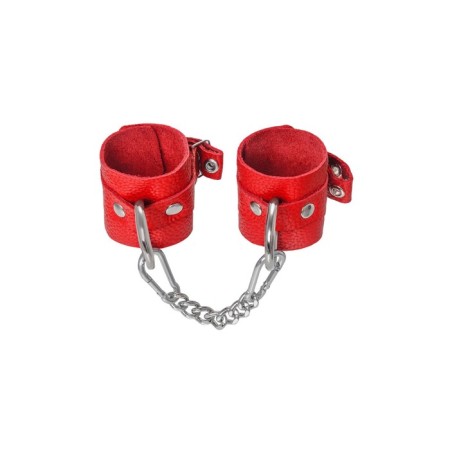 Handcuffs Pecado BDSM, soft with grirts, genuine leather, red-3
