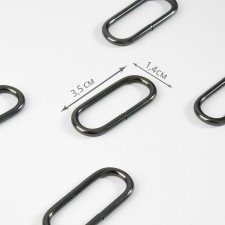 Ring for bags, oval, 35 × 14 mm, thickness - 2 mm, black nickel color