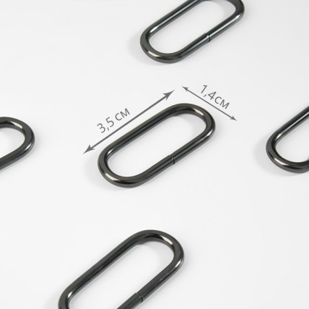 Ring for bags, oval, 35 × 14 mm, thickness - 2 mm, black nickel color