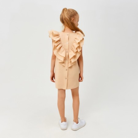 Платье для девочки MINAKU: Cotton Collection цвет светло-бежевый, рост 122-2