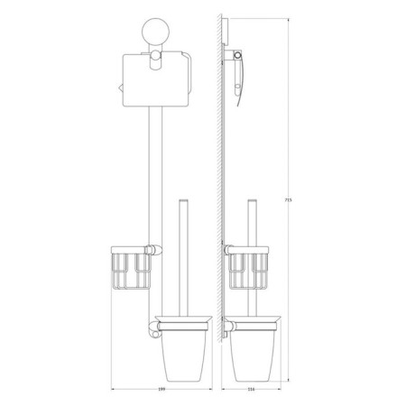 Bar with three accessories for a toilet 72 cm, matte glass, chrome, artwelle-1