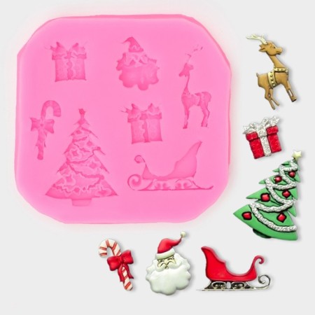 Mold "New Year's Eve", silicone, 8 × 1.1 cm, pink color
