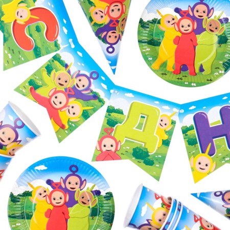 A set of paper utensils, on 6 people "Happy Birthday", telepusics-1