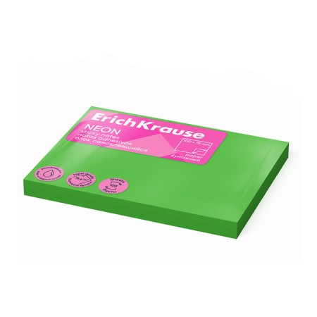 Block with a sticky edge paper 100x75 mm, Erichkrause "Neon", 100 sheets green